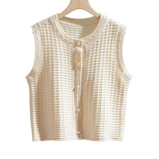 QY479新品短款气质优雅修身显瘦针织马甲女上衣马夹 商品图4