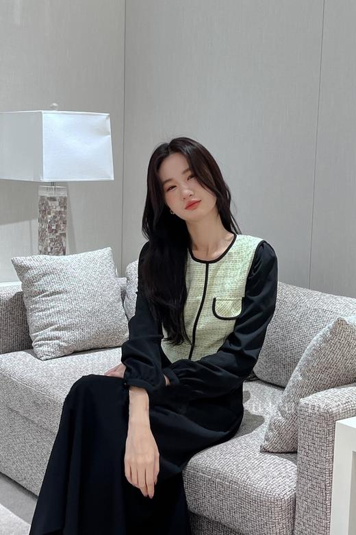 Le Malene 气质甜酷感小香风拼接式连衣裙 17220 商品图4