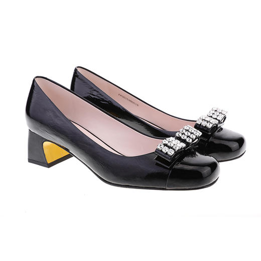 sheme蝶雨彩虹系列进口袋鼠皮蝴蝶结水晶点缀优雅时尚女士单鞋可定制 商品图11