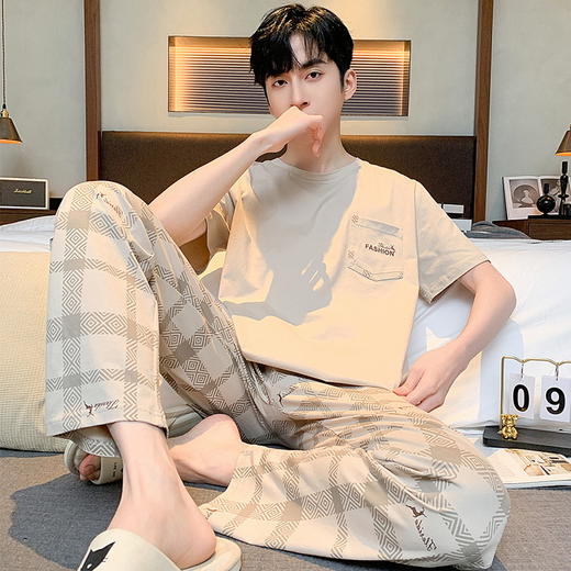 【限时秒杀69元/套】2024新款男士睡衣短袖长裤套装  可外穿休闲家居服套装 商品图5