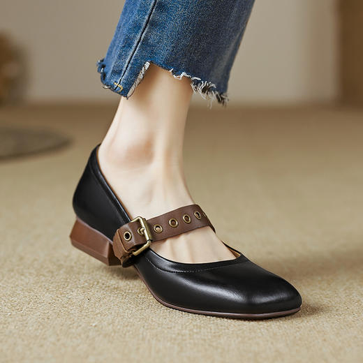 【预售5天】新春复古，牛皮舒适带小低跟皮鞋女单鞋XHD&D2406 商品图9