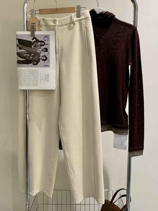 环保种植棉牦牛绒针织直筒裤 面料手感丰满 舒适亲肤 圆弧裤型高腰设计 商品图8