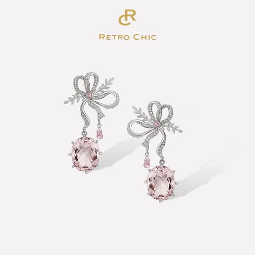 Sugar Morganite方糖摩根石系列 | 方糖蝴蝶结摩根石耳环 商品图0
