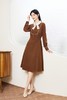 Le Malene 棕色精致气质领结收腰连衣裙 17529 商品缩略图3