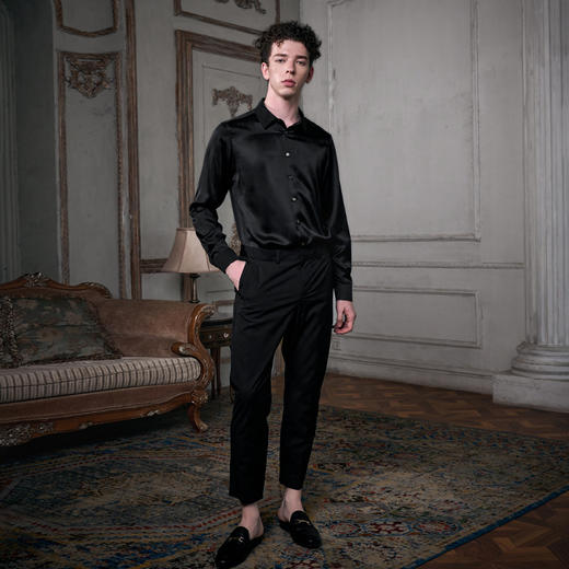 Soloseta25姆米重磅真丝衬衫长袖男2025新款可外穿情人节礼物 商品图3