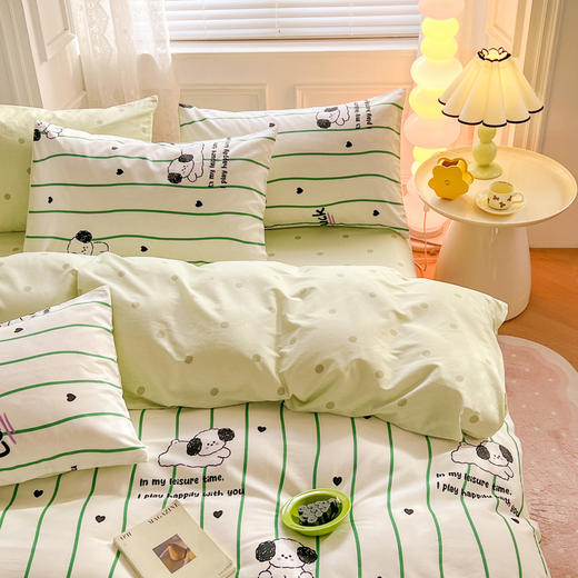 利路米家纺24年新款全棉印花四件套线条小狗 商品图2