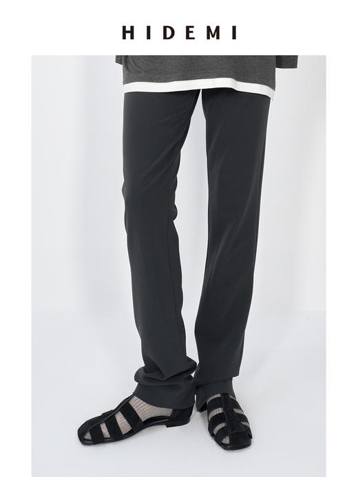 HIDEMI 极简百搭显瘦顺滑感不易皱直筒裤长裤 商品图2