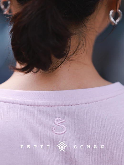 PETIT SCHAN小闪  CLO#249 Bubble 气泡 夏季新款60S匹马棉品牌logo刺绣圆领T恤女 商品图4