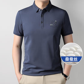 【桑蚕丝】【新款DPS】大依优型大码男装短袖POLO衫翻领桑蚕丝加肥加大透气吸汗夏季上衣半袖t恤夏装