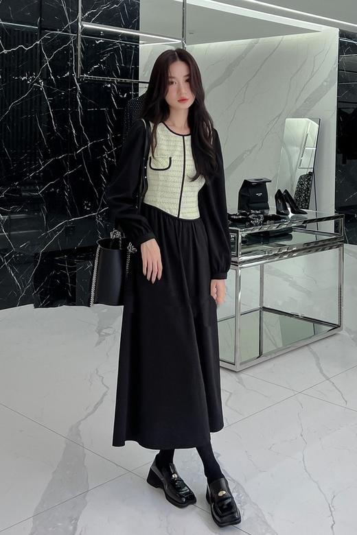 Le Malene 气质甜酷感小香风拼接式连衣裙 17220 商品图2