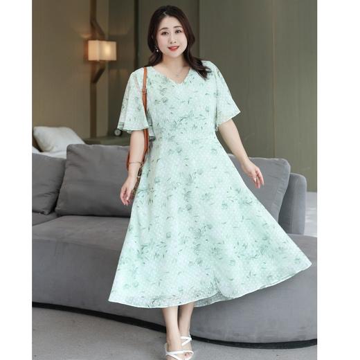 特大码女装连衣裙300斤胖妹妹甜美减龄V领中长款碎花大摆 商品图2