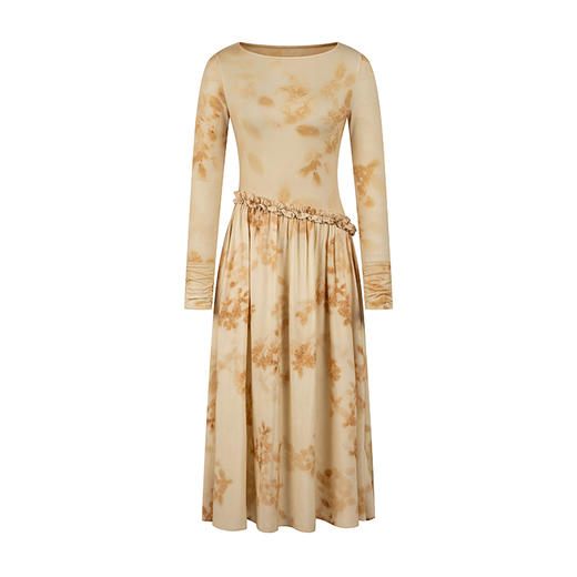 HeyDress斜腰印花连衣裙女春季法式复古收腰拼接设计优雅气质裙子 商品图4