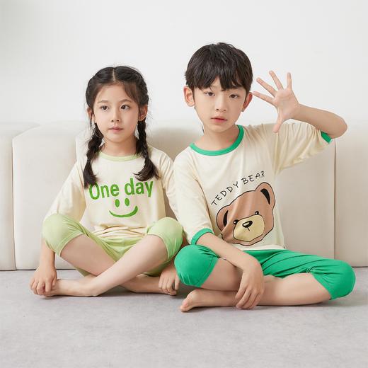 【限量抢，莫代尔升级款更舒适】2024儿童雅赛尔家居服，夏季薄款男童女宝雅赛尔七分袖套装宝宝休闲A类空调服 商品图3