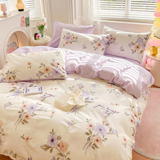 利路米家纺24年新款全棉印花四件套争妍绽放 商品图1