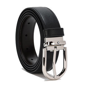 万宝龙 马蹄形闪亮镀钯针式带扣皮带  MB128757-F .