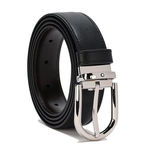 万宝龙 马蹄形闪亮镀钯针式带扣皮带  MB128757-F . 商品图0