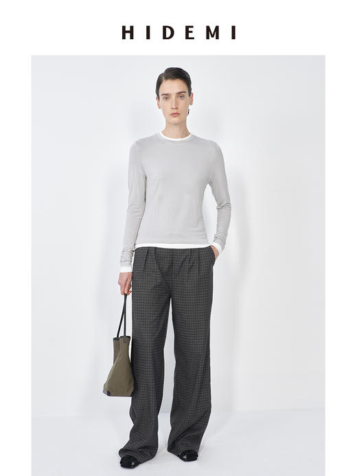 HIDEMI 【赵露思同款】经典简约拼色贴身假两件长袖T恤上衣 商品图3