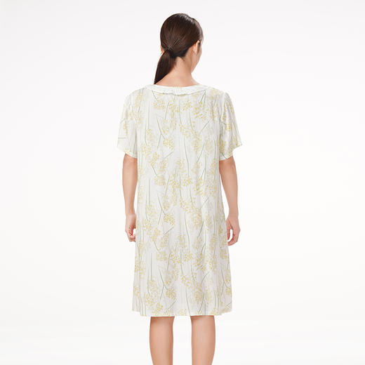 都市丽人生活家居春夏睡衣女梭织人棉家居服薄款短袖裙女士梭织棉睡裙LH46D2 商品图3