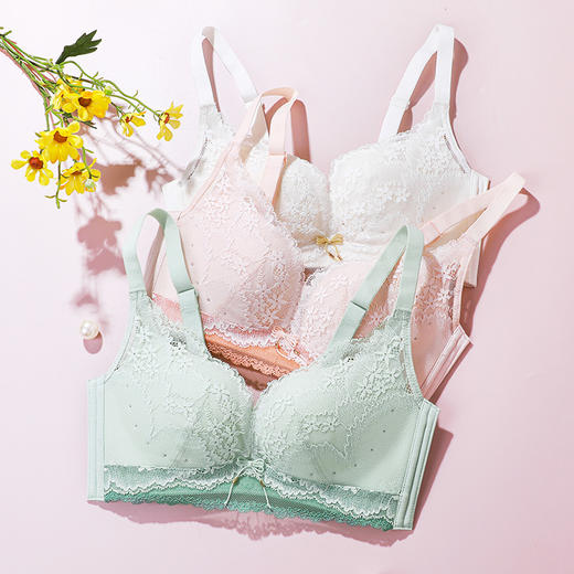 熳洁儿 呼吸洞洞杯小胸聚拢内衣轻塑立挺文胸性感蕾丝内衣22761533 商品图4