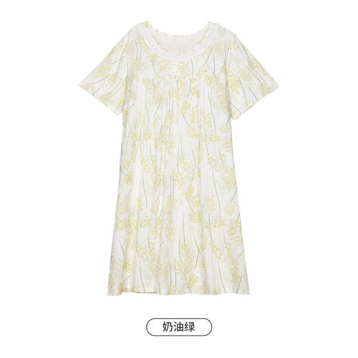 都市丽人生活家居春夏睡衣女梭织人棉家居服薄款短袖裙女士梭织棉睡裙LH46D2 商品图8