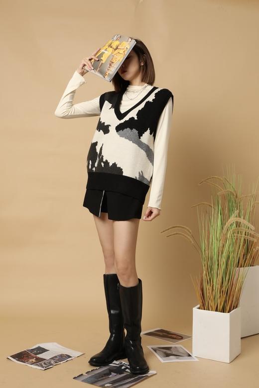 LNNNS 黑白设计感图案针织背心 15282 商品图1