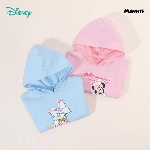 【商城同款】迪士尼2024春季女童连帽卫衣卡通米妮印花上装中小童棉弹卫衣231DS1046 商品图2