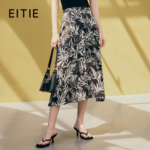 EITIE爱特爱夏季印花A字裙过膝半身裙女7406102 商品图0