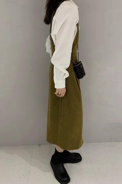 LNNNS 橄榄绿文艺风背带裙 15048 商品图2