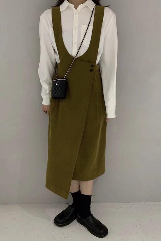 LNNNS 橄榄绿文艺风背带裙 15048 商品图0