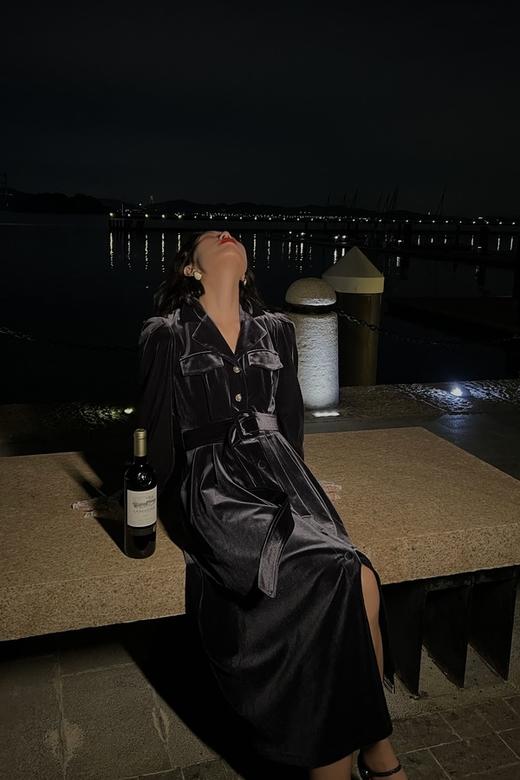 Le Malene 丝绒收腰连衣裙 15009 商品图1