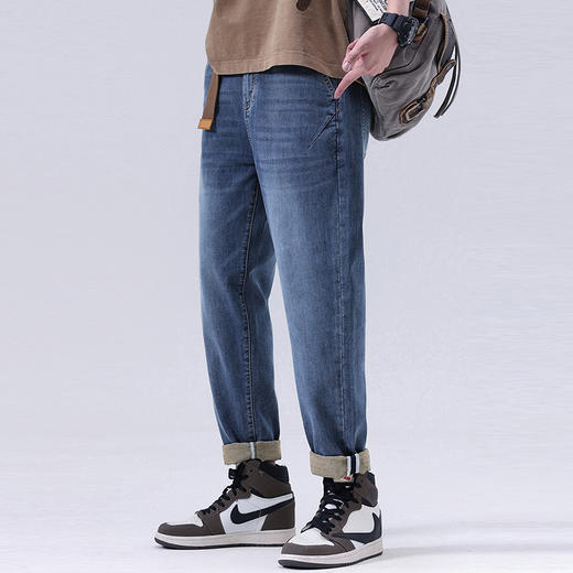 【Q】【夏款】【新款DQ】大依优型大码松紧腰牛仔裤长裤男舒适弹力休闲简约薄款加肥加大男装潮款 商品图2