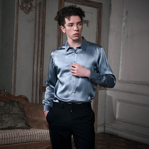 Soloseta25姆米重磅真丝衬衫长袖男2025新款可外穿情人节礼物 商品图4