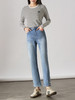 【开门红】熙世界浅蓝色牛仔裤女2025年秋季新款高腰设计感开叉烟管直筒裤子 商品缩略图3