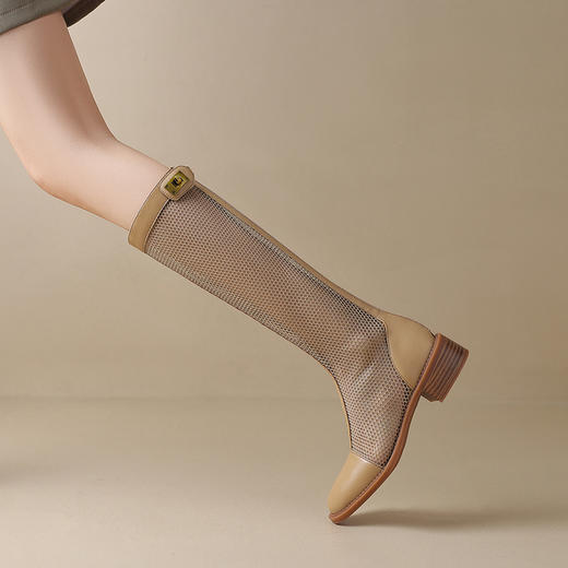 【预售5天】春夏新款，性感拼接网面粗跟长靴网靴NGMZR&9727 商品图10