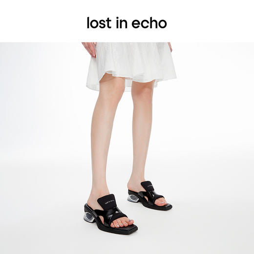lost in echo2024春季新品设计师品牌尖方头异形镂空跟运动凉拖 商品图4