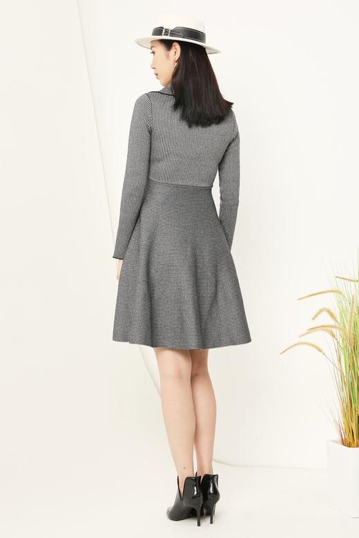 ELLA JADE 复古千鸟格纹领结收腰伞摆连衣裙 14872 商品图2