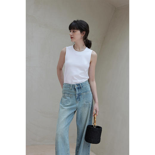 HeyDress法式U领吊带背心女春季针织白色内搭修身显瘦无袖上衣 商品图1