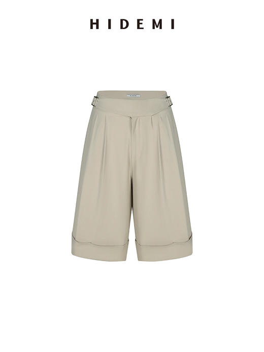 HIDEMI 米色轻盈亚麻设计感翻领贴袋大廓形西装中裤套装 商品图12