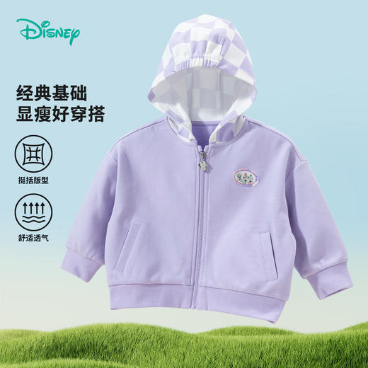 【商城同款】迪士尼2024春季女童外套连帽防风保暖开衫卫衣中小童棉弹舒适上衣231DS0888 商品图3