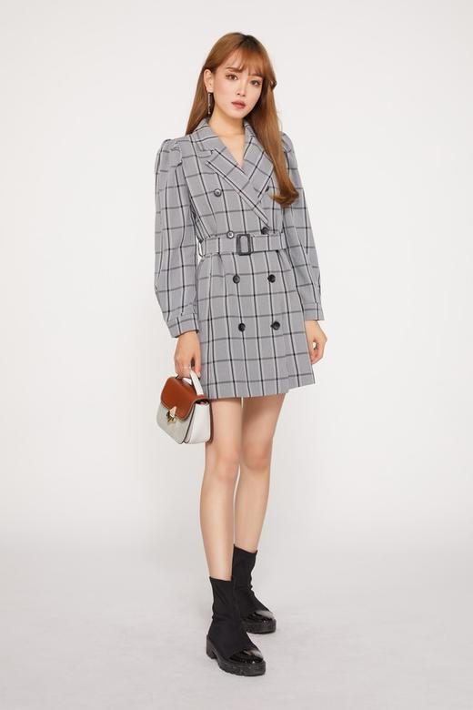 LNNNS 灰色格纹西装连衣裙 9764 商品图0