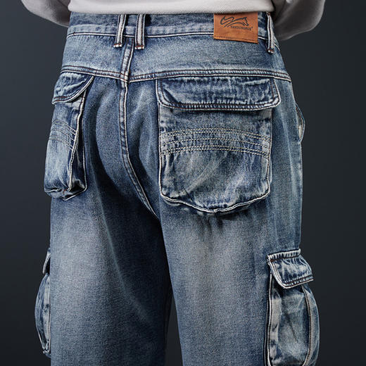 【Q】【新款DYG】大依优型大码工装牛仔裤直筒长裤男舒适休闲简约百搭加肥加大男装潮款 商品图2