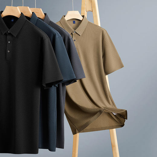 【透气网眼】【DDY】大依优型大码男装短袖Polo衫翻领冰丝网眼加肥加大透气吸汗夏季上衣半袖t恤夏装 商品图1