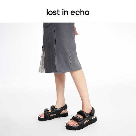 [捡漏价]lost in echo2024春季新品设计师品牌切面厚底增高填充双条带凉鞋 商品图3
