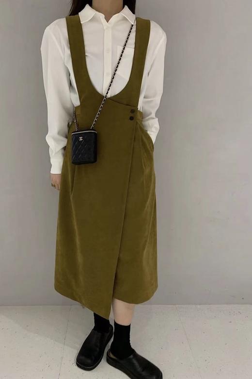 LNNNS 橄榄绿文艺风背带裙 15048 商品图1