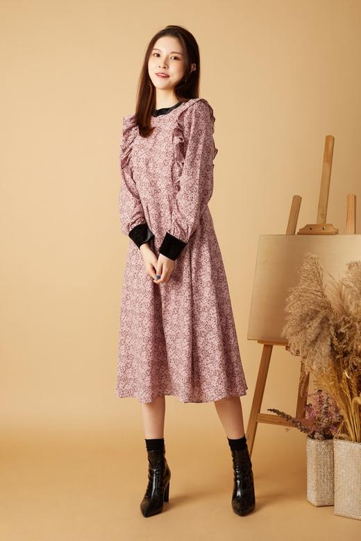 ANSUABEL 复古碎花荷叶边连衣裙 10477 商品图1