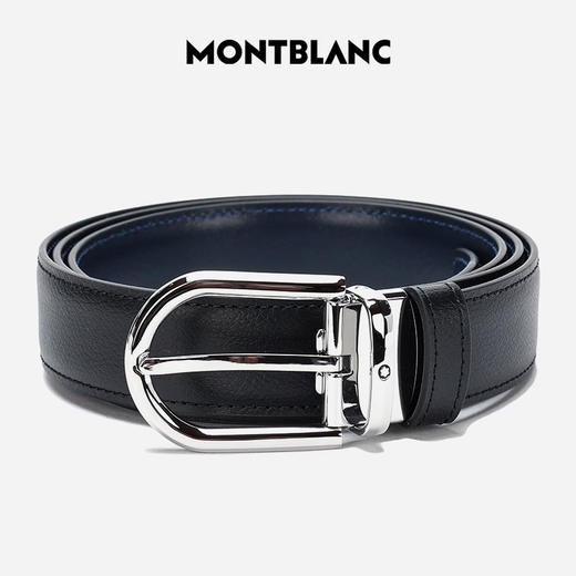 万宝龙 经典系列黑色马蹄形闪亮镀钯针式带扣皮带  MB128756-F . 商品图2