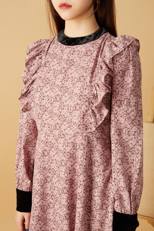 ANSUABEL 复古碎花荷叶边连衣裙 10477 商品图3