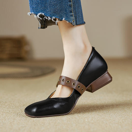 【预售5天】新春复古，牛皮舒适带小低跟皮鞋女单鞋XHD&D2406 商品图8