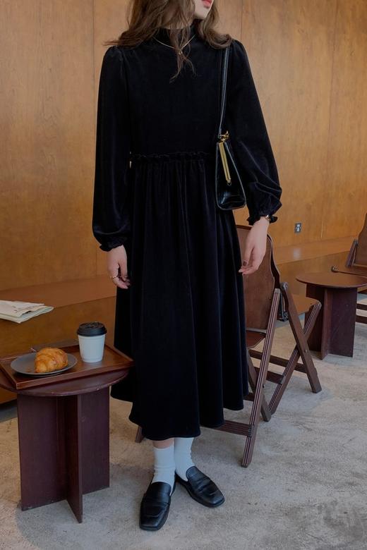 L.Fleuri 黑色高领收腰A型连衣裙 15069 商品图2