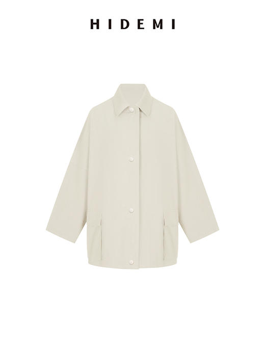 HIDEMI 极简设计翻领大口袋廓形衬衫型轻夹克 商品图9
